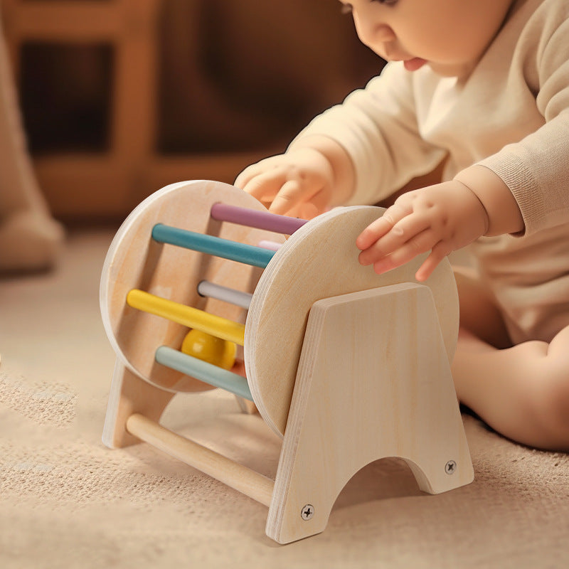 Teaching Aids Rolling Drum Wooden Rainbow Wooden Drum Baby Puzzle